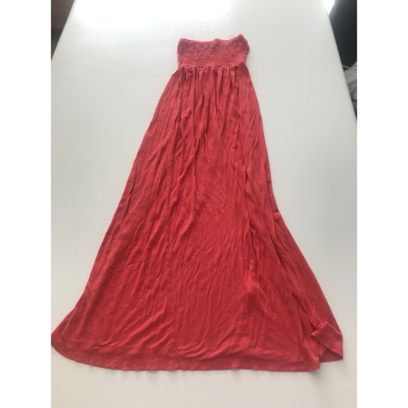 Coral Strapless Maxi Dress - Picture 4 of 5